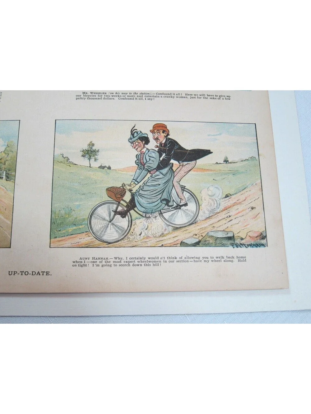 Antique 1897 Puck Magazine Bicycle Cartoon 